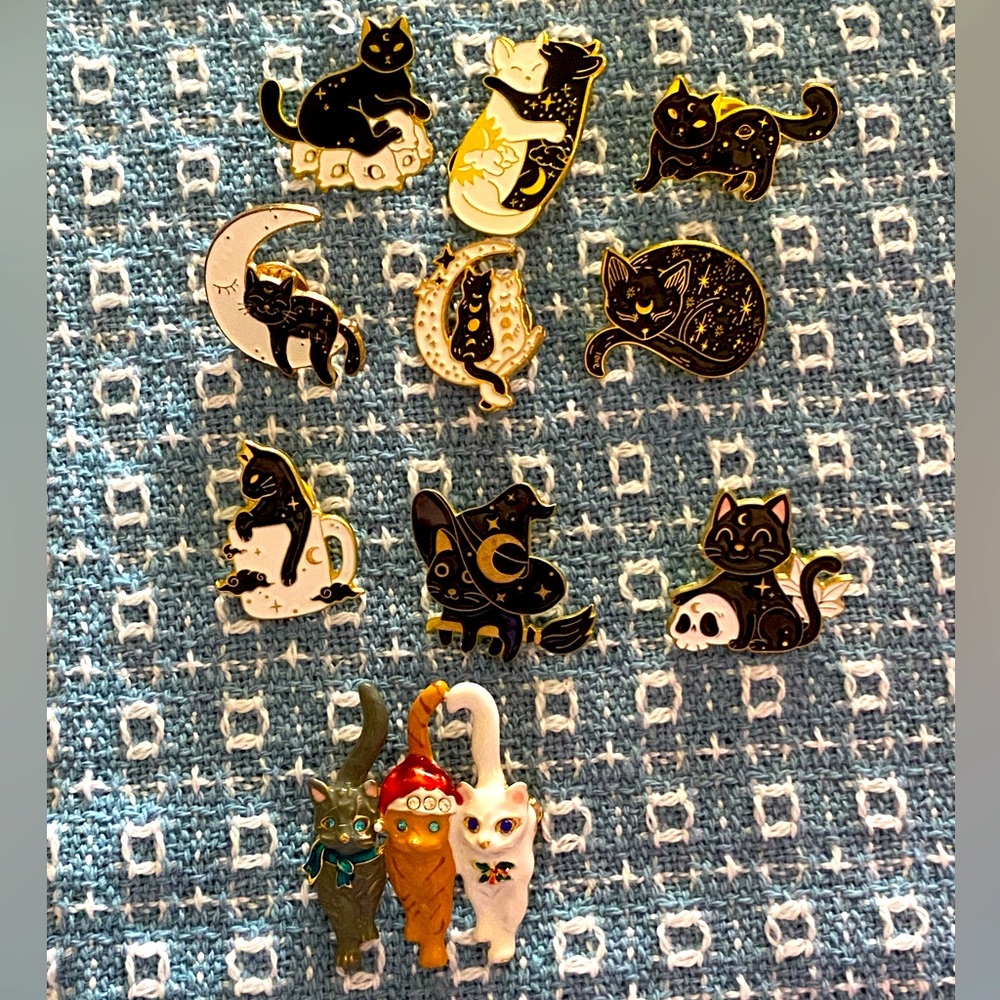 Charming Cat Enamel Pin Collection
